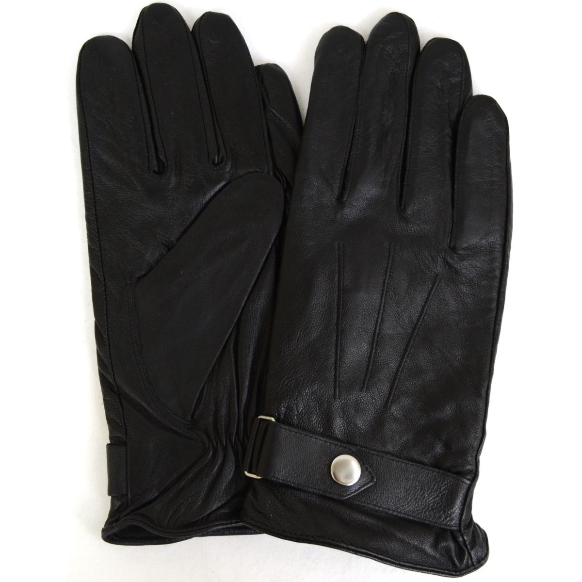 Leather Gloves with Centre Stud - Black SNUGRUGS
