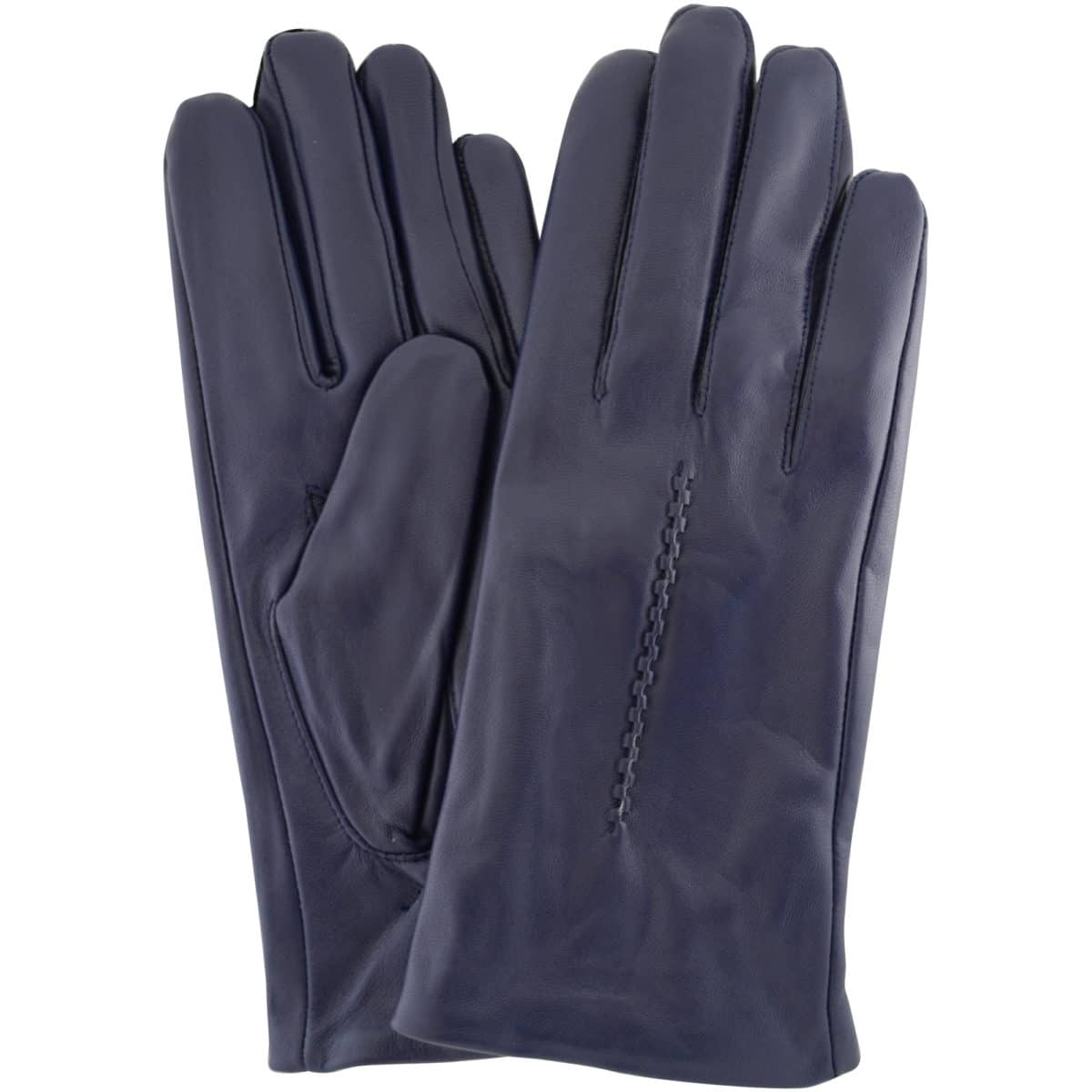navy blue leather gloves