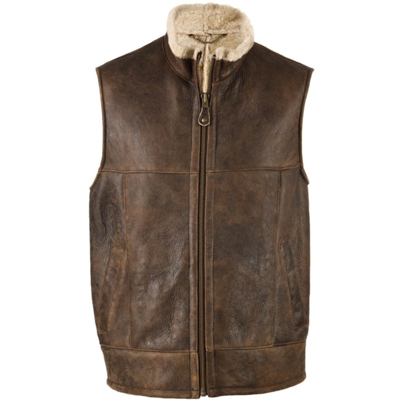 Harvey - Classic Chocolate Brown Gilet with Full Sheepskin Lining ...