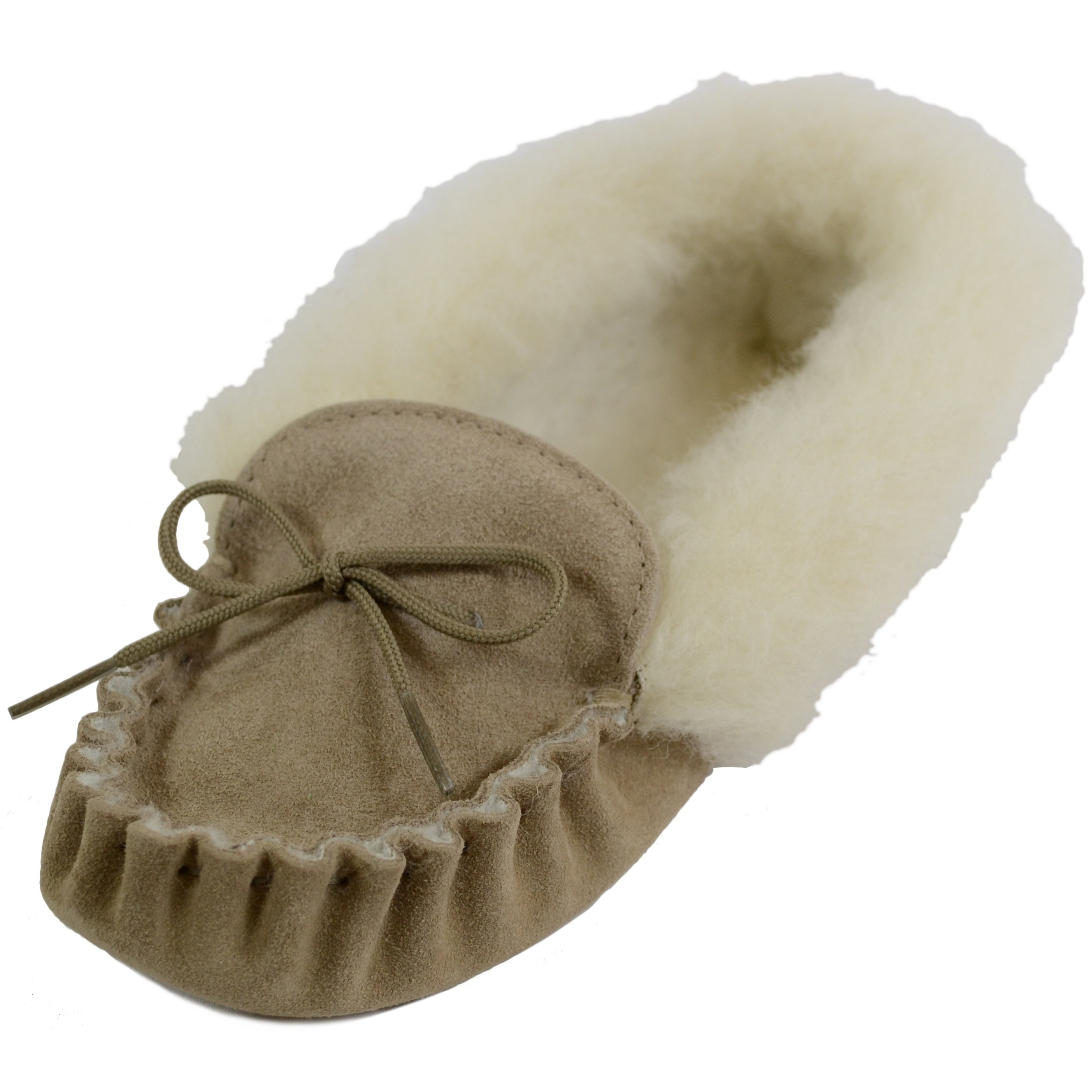 Ladies Suede Moccasin Slipper – Wool 