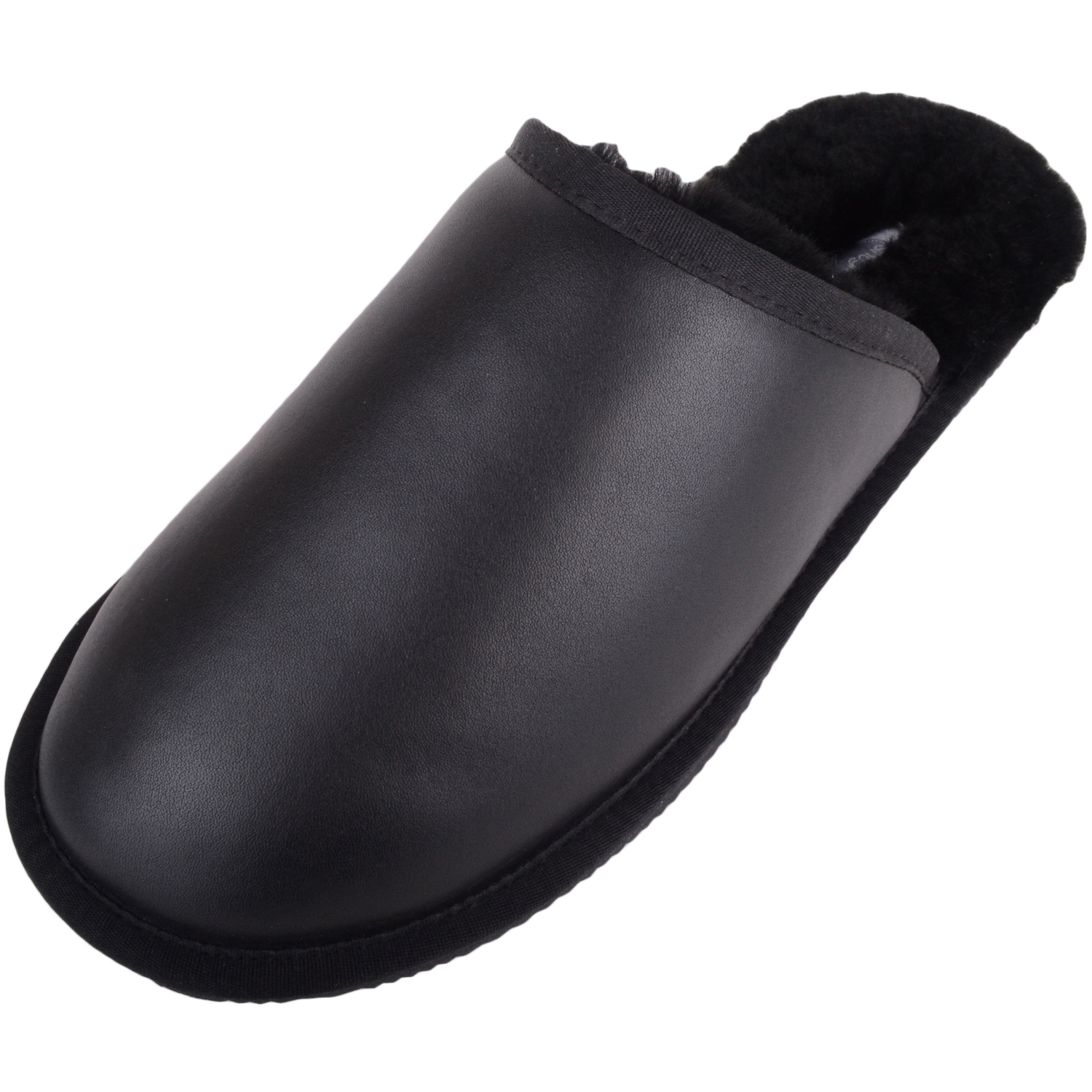 mens leather lined slippers