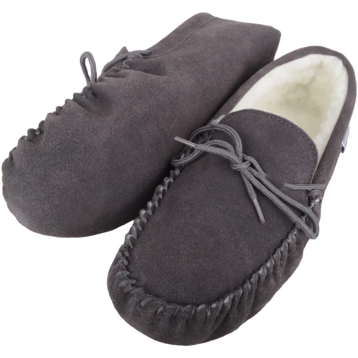 Moccasin Slippers – Wool – Suede Sole 