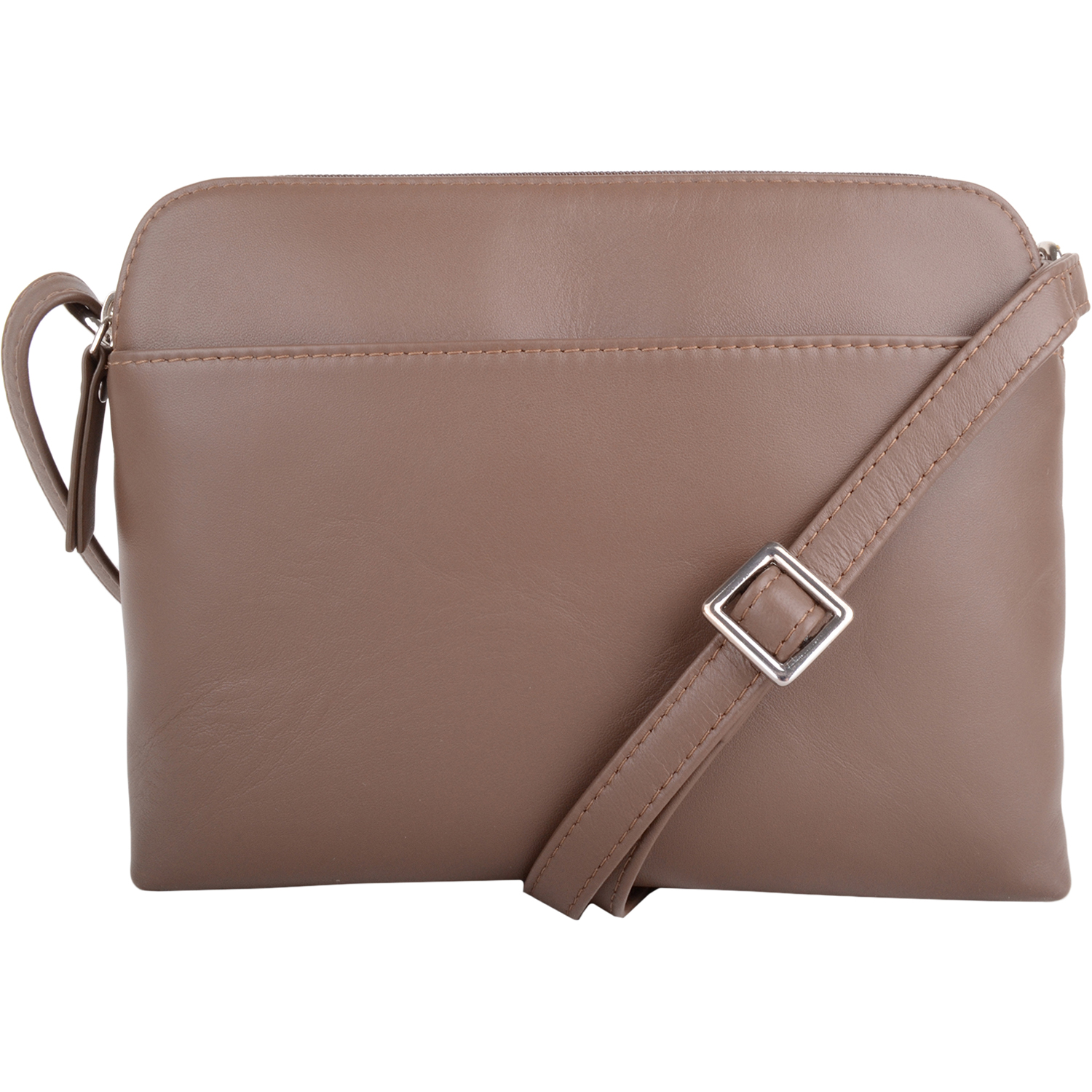 Ladies Womens Cross Body Shoulder Soft Leather Pockets Handbag (Colour: Dark Grey) by SNUGRUGS
